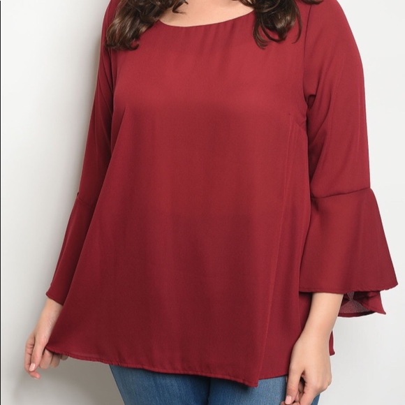 NWT Plus Women’s burgundy red blouse Top Boutique - Picture 2 of 3